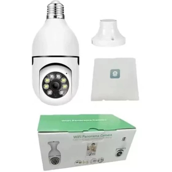 دوربین بیسیم مداربسته تحت شبکه مدل v380 با کیفیت Full HD 1080، لنز 2 مگاپیکسل، چرخش 360 درجه افقی و 90 درجه عمودی، دید در شب تا 20 متر، اتصال Wi-Fi، نصب روی دیوار و سقف، مناسب فضای باز و بسته